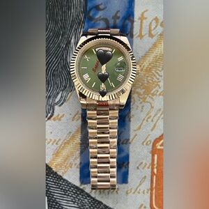 Men’s Luxury Style Automatic Stainless Steel Watch Rose Gold Green Dial 41mm